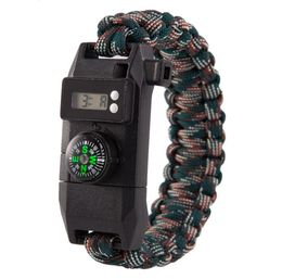 Outdoor camping Tactical Survival Bracelet Watch Emergency Parachute Cord Paracord armbanden horloge met mes