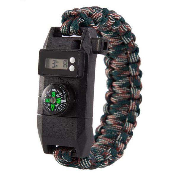 Bracelet de survie tactique de Camping en plein air montre cordon de parachute d'urgence Bracelets Paracord montre avec couteau