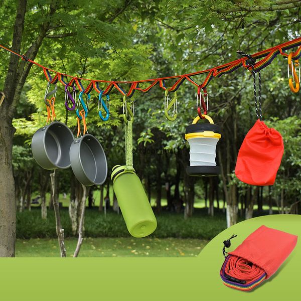 Camping en plein air tente lanière de stockage pique-nique corde à linge arc-en-ciel sangle Durable réglable Long groupé corde tente corde accessoires