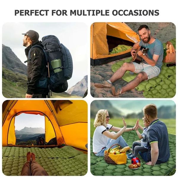 Colchoneta inflable ultraligera para acampar al aire libre, colchoneta inflable para acampar, resistente a la humedad, para viajes, siesta en coche con bomba incorporada A88