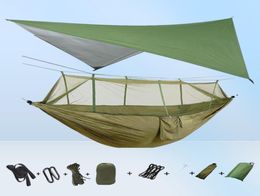 Outdoor Camping Waterdichte Anti-Muggen Hangmat + Sky Sn Luifel Hangmat Wild Camping Antenne Schommel Accommodate8186270