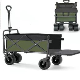Buiten Kar Camping Picnic Pull Carts draagbaar opvouwbare verstelbare handcart hand duwaanhangwagen staaf achterwagon 240420