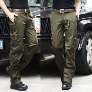 Al aire libre Casual Pure Cotton Tactical suelto de bolsillo múltiple Camuflaje Pantalones de trabajo de gran tamaño para hombres, pantalones de combate