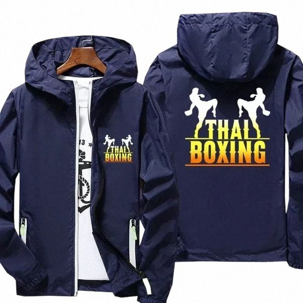 Al aire libre Casual Reflectante Hombres Piel de gran tamaño Thin Fi Muay Thai Abrigos impresos con capucha Cremallera Parka Chaquetas 2024 Primavera Otoño T04i #