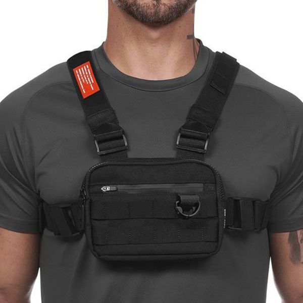 Bolso de aparejo de pecho para exteriores, bolso militar de camuflaje a la moda para hombres, bolsos de chaleco táctico pequeño para mujeres, ropa de calle, paquete de teléfono para ciclismo y senderismo Q0705