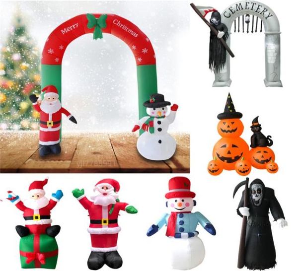 Decoración navideña al aire libre Papá Noel inflable muñeco de nieve jardín inflable patio arco Halloween adornos navideños Navidad nuevo 8129134