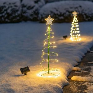 Árbol de Navidad al aire libre Luces de hadas solares Guirnalda Año LED Luz de cadena para jardín Decoración navideña Iluminación 220408