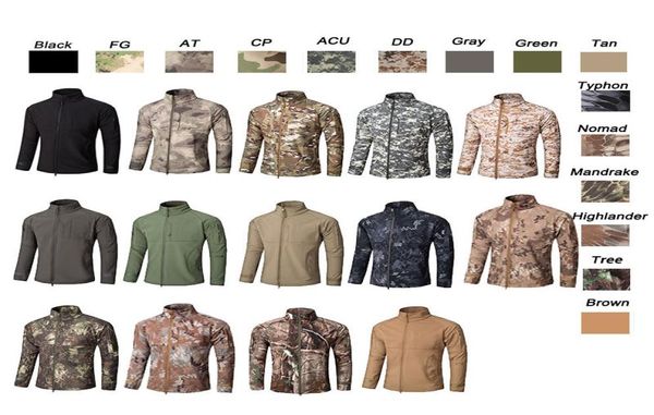 Vêtements d'extérieur Chasse en forêt Tir Tactique Camo Manteau Vêtements de Combat Camouflage Coupe-Vent Softshell Veste Extérieure NO052372048