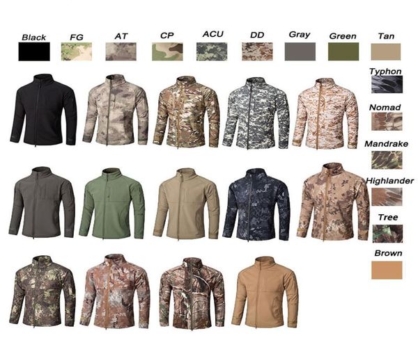 Vêtements d'extérieur Chasse en forêt Tir Tactique Camo Manteau Vêtements de Combat Camouflage Coupe-Vent Softshell Veste Extérieure NO055388041