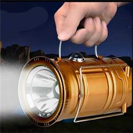 Lanterne Rechargeable de Camping à énergie Solaire Pliable Extérieure Lampe à Main LED Lanternes Portables Télescopique
