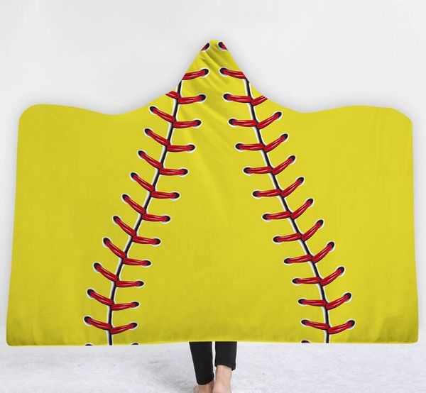 Coleccionable al aire libre NUEVO Béisbol Softball Manta con capucha Pelota deportiva Mantas con capucha Suave y cálido Sherpa Fleece Mantas para el hogar Envoltura para niños