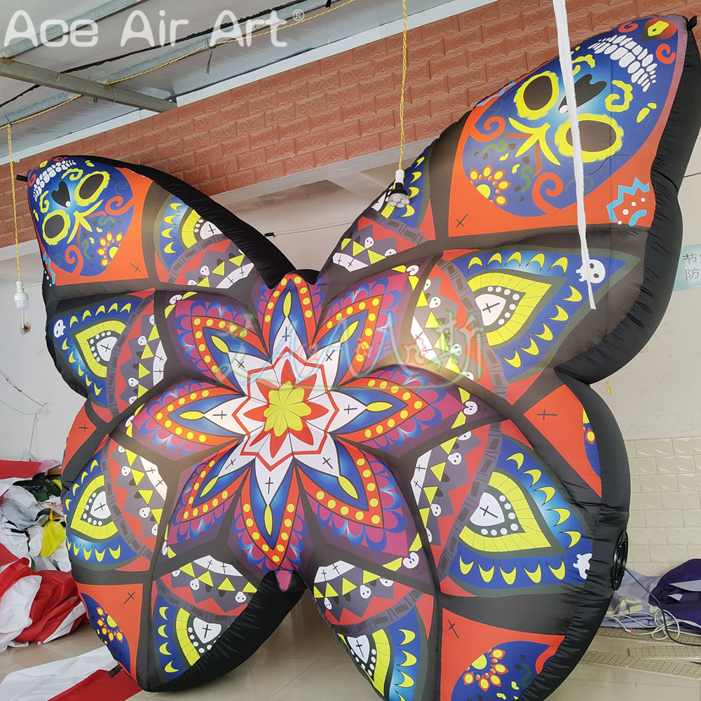 Outdoor Colorful Butterfly Inflatable Butterfly Model with LED Light for Night Party or Wedding