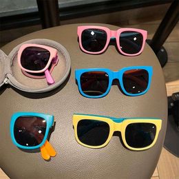 Buiten kleurrijke kinderen zonnebril vouwen jongens meisjes merk ontwerp vierkante bril kinderen brillenbescherming UV400 L240517