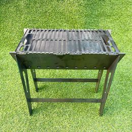 Support de barbecue pour cour extérieure, camping pique-nique, charbon de bois en acier inoxydable pratique, acier au carbone épaissi, simple et détachable