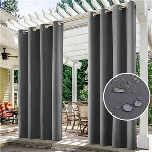 Rideau extérieur Patio Détachable Draperie imperméable à l'eau Coupe-vent Grommet Rideaux de fenêtre Fadeproof pour Pergola Garden Arbor 210913