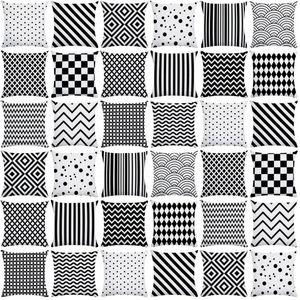 Coussins d'extérieur Couverture Creative Géométrique Taie D'oreiller Noir Et Blanc Texture Taie D'oreiller Doux Coussins Décor À La Maison Coussin De Chaise De Voiture / Dec