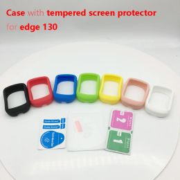 Edge à cyclisme extérieur 130 Étui de protection en caoutchouc en silicone informatique avec un film d'écran tempéré Protecteur pas cher pour Garmin Edge 130