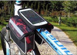 écran tactile vélo extérieur Sac de téléphone portable sac étanche poutre avant VTT sac de selle de bicyclette écran tactile de vélo en plein air mobile