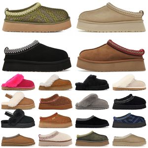 Outdoor Designer Tazz Slippers Platform Mosterdzaad Roze ugh Tasman Slippers Dames Heren Australische Winter Snowboots pluizige Slides Suede Loafers Schoenen Bont laarsjes