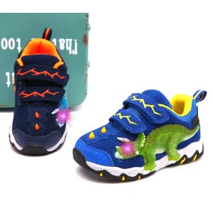Outdoor Dinoskulls Oplichtende schoenen voor babyjongens LED-tennissneakers voor kinderen Sport hardlopen Peuter Kids Trainers Gloeiende winterschoenen
