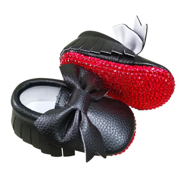 Muñeca al aire libre italiana cuero vegano de cuero Mary janes rojo fondo bowknot ballerina baby girl cuna zapato ducha idea de regalo