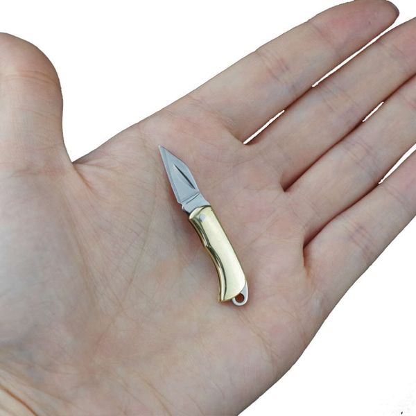 Petit couteau pliant en acier moulé de précision en laiton EDC pour l'extérieur, poche pendentif clé Ultra légère, Mini couteau Portable 996607