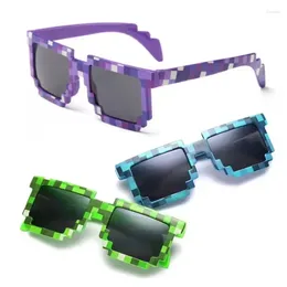 Brillen voor buiten 1PC Vierkant Pixelmozaïek Zonnebril Cosplay Actiespel Speelgoed Bril Misdadiger Mode Retro Leven Brillen Gunsten voor kinderen en