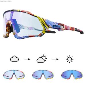 Eyewear extérieure 2023 Kapvoe Red Photochromic Cycling Sunglasses Sports Men Blue Photochromic Cycls Glasses Mountain Bicycle Goggle Eyewear Y240410