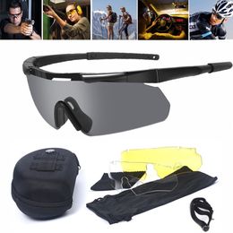 Outdoor Brillen 3 Lens Tactische Goggles Set Winddicht Stofdicht CS Militaire Schieten Kogelvrije Zonnebril Motorfiets Bergbeklimmen Bril 230726