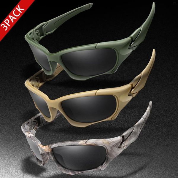 Eyewear extérieure 3 pack Tactiques Trendy Sports Lunettes de soleil Hommes et femmes Lunes à vélo conduisant Camping Travel Colorful Ggggles