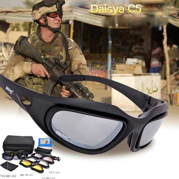 Lunettes extérieures 4 lentilles X7 armée lunettes Protection UV C5 lunettes de sport chasse lunettes de soleil unisexe militaire randonnée tactique