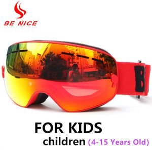 Lunettes extérieures Benice Enfants Ski Snowboard Lunettes Pour Enfants UV400 Double couche Anti-buée Garçon Fille Lentille Sphérique Grandes Lunettes De Ski De Neige 230925