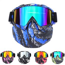 Outdoorbrillen BOLLFO Ski-snowboardbril Sneeuwscooter-skibril Winddicht glas Motocross-zonnebril met mondfilter Oordeksels 231118