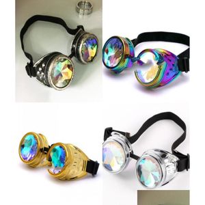 Lunettes extérieures Mode Kaléidoscope Lunettes Steam Punk Homme Et Femmes Couleur Éblouissante Lunettes Creative Street Pat Tendance Party Cosplay Dhp61