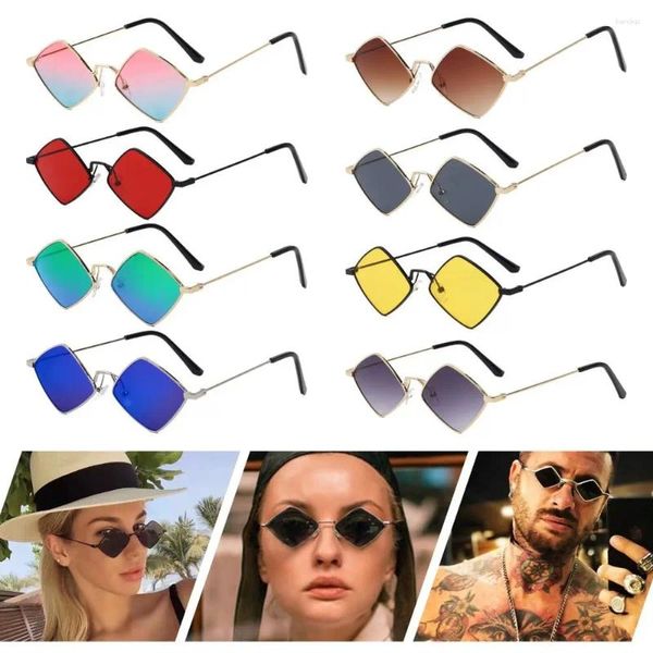 Gafas de gafas al aire libre Película de protección de rayos UV marco de metal cuadrilátero tonos para hombres forma de diamante gafas de sol para mujeres