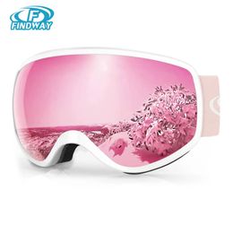 Outdoorbrillen Findway 3-10 jaar Skibril voor kinderen Verstelbare anticondens UV-bescherming skibril voor meisjes Skiën Snowboarden Sport 230927
