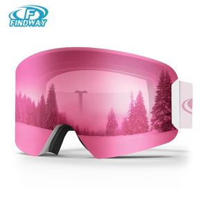 Outdoorbrillen Findway Skibril voor kinderen 100% UV-bescherming OTG Anti-condens Windbestendigheid HD-weergave Skibril Ski-uitrusting voor kinderen van 3-8 jaar 230927