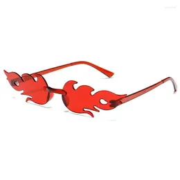 Lunettes d'extérieur à flamme drôle, visage amincissant, mode Streetwear une pièce UV400, accessoires de fête Cosplay bal d'équitation