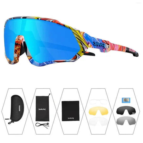 Lunettes de plein air Kapvoe lunettes de cyclisme polarisées 5 lentilles lunettes de soleil de vélo Uv400 femmes hommes lunettes de sport vélo équitation anti-éblouissement pêche