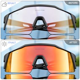 Outdoor bril Kapvoe Red P Ochromic Cycling zonnebril voor mannen Blauwe bril Mountain Bicycle Goggles Sport 230418
