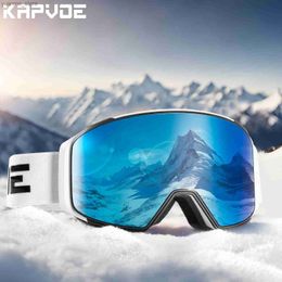 Eyewes extérieurs Kapvoe Ski Goggles Snowboard Snowboard Ski Ski Masque sportif d'hiver pour hommes Femmes Anti-Fog UV400 Protection Snow Mothes Y240410