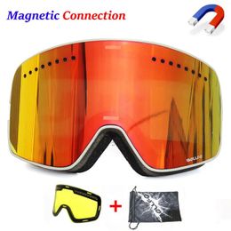 Lunettes d'extérieur Lunettes de ski magnétiques Anti-buée UV400 Double couches lentille snowboard lunettes de ski pour hommes femmes lunettes de ski lunettes lentille gracieuse 231101