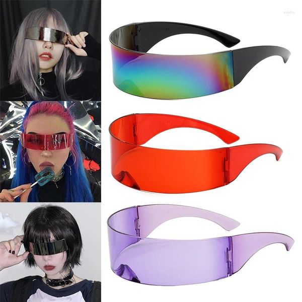 Lunettes de fête de lunettes extérieures Visor Wrap Shield Fashion Anti-UV Durable pour Halloween Rimless Bike Equipment Cycling Sunglasses