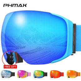 Outdoor Brillen PHMAX Magnetische Sneeuw Bril Winddicht Snowboard Sneeuwscooter Goggles Ski Sport 230926