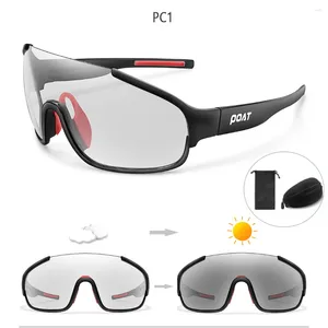 Outdoor bril Poat merk sprots pochromic zonnebrillen transparant voor lichtgrijze UV400 Road Cycling Bike Winddoan Men Women Women
