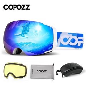 Lunettes de plein air Lunettes de ski polarisées magnétiques professionnelles Double couche Lentille Lunettes de ski antibuée pour adultes Protection UV400 Snowboard 220930