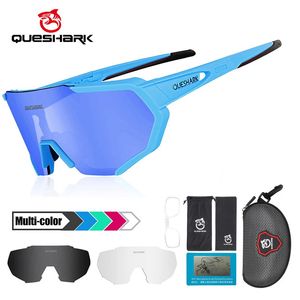 Gafas al aire libre QUESHARK Mujeres Hombres Marco grande HD Polarizado 3 Lente Conjunto Ciclismo Gafas de sol Deportes Bicicleta Gafas Montar Bicicleta de carretera Gafas 231204