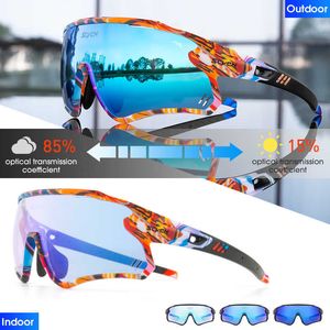 Outdoor brillen roodblauw fotochrome zonnebrillen gepolariseerde cyclusglazen herenzonnebrillen voor mtb UV400 Goggles Woman Road Bike Bicycle Eyeear P230518