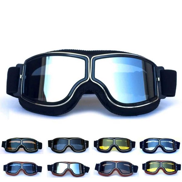 Gafas al aire libre Retro Casco de motocicleta Gafas Vintage Windy Cruiser Plegable Blacke Gafas de cuero Gafas de sol al aire libre Saftey Vintage Goggle YQ231208