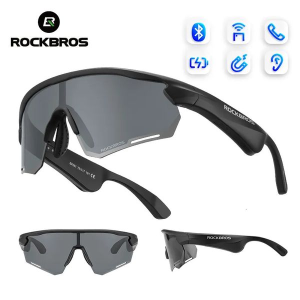 Gafas al aire libre ROCKBROS Gafas polarizadas Bluetooth inalámbrico 5.2 Gafas de sol Auriculares Teléfono Conducción MP3 Montar Ciclismo Gafas UV400 Gafas 231023